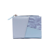 Portefeuille court à fermeture éclair et multi-emplacements pour femme (bleu)