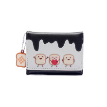 (Noir) Sac à main court pour femme, couleur unie, motif personnage de dessin animé, création de personnalité