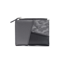 Portefeuille court à fermeture éclair et multi-emplacements pour femme (noir)