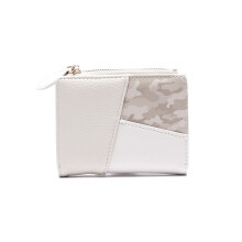 Portefeuille court à fermeture éclair et multi-emplacements pour femme (blanc)
