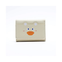 (Jaune) Portefeuille court à motif animal de dessin animé mignon pour femme, porte-monnaie simple multicartes