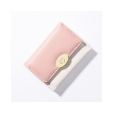 (Rose) Portefeuille court pour femme, nouveau portefeuille simple puzzle étudiant multicartes grande