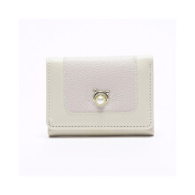 (Jaune clair) Porte-monnaie court pour femme avec motif chat, nouvelle collection, pince à billets colorée