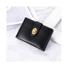 (Noir) Nouveau petit porte-monnaie pour femme, court, couleur unie, simple, fin, de haute qualité, multi-cartes
