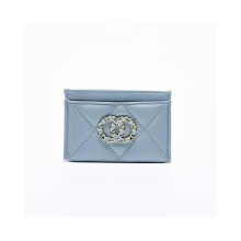 (Bleu) Portefeuille ultra-fin pour femme, couleur unie, petit, parfumé, motif diamant, treillis