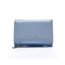 (Bleu) Sac à main court pour femme en polyuréthane, simple, couleur unie, avec boucle décorative