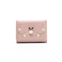 (Rose) Version coréenne du portefeuille court pour femme, simple et tendance, multi-cartes
