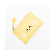 (Jaune) Nouveau sac à main court pour femme, couleur unie, imprimé animal de compagnie, fermeture éclair,