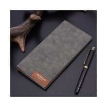 (Noir) Pince à billets longue version coréenne ultra-mince pour homme, à la mode, avec surface souple