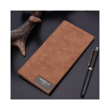 Pince à billets ultra-fine pour homme, version coréenne longue (marron), à la mode, avec surface souple