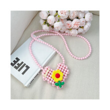(Rosa) Entzückende Mini Baby Love Herz Accessoire Tasche Verspielte Perlenkette Geldbörse für Kinder
