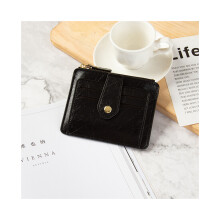(Café) Nouveau porte-monnaie court pour femme, simple, rétro, fermeture éclair, grande capacité