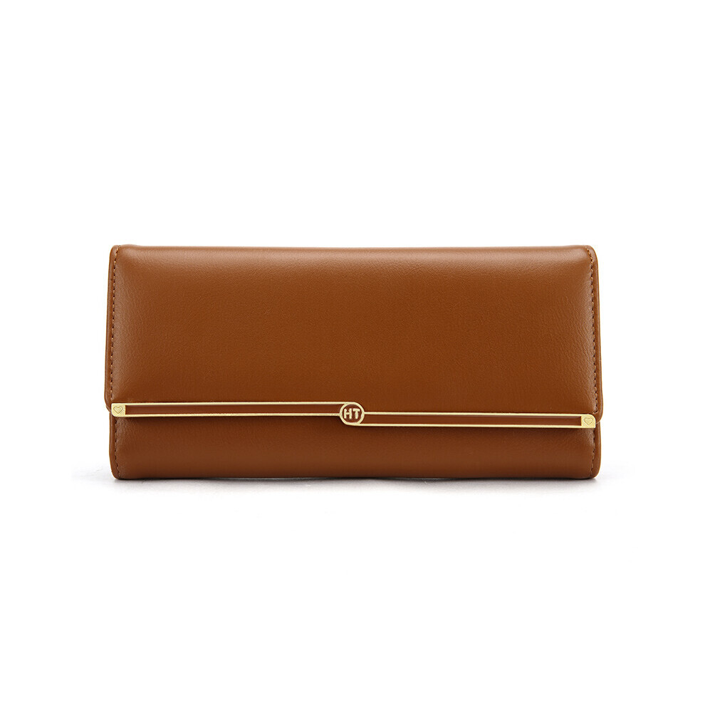 (Marron) Version Grand Sac à Main Coréen Portefeuille Portefeuille Mode Femme Porte-Cartes Minimaliste
