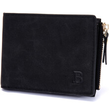 Portefeuille à pince à billets pour homme (noir) avec plusieurs emplacements pour cartes et fermeture