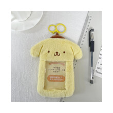 Porte-cartes en peluche (chien jaune) avec pochette transparente pour ranger vos photos