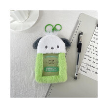 Porte-cartes en forme d'animal (chien vert) avec pochette transparente pour ranger vos photos