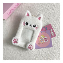 (Lapin) Ours en peluche douce et porte-carte d'identité lapin adorable style animal idéal pour les étudiants