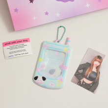 (Vert) Porte-clés de téléphone transparent en forme de carte d'affichage photo, étui de protection pour