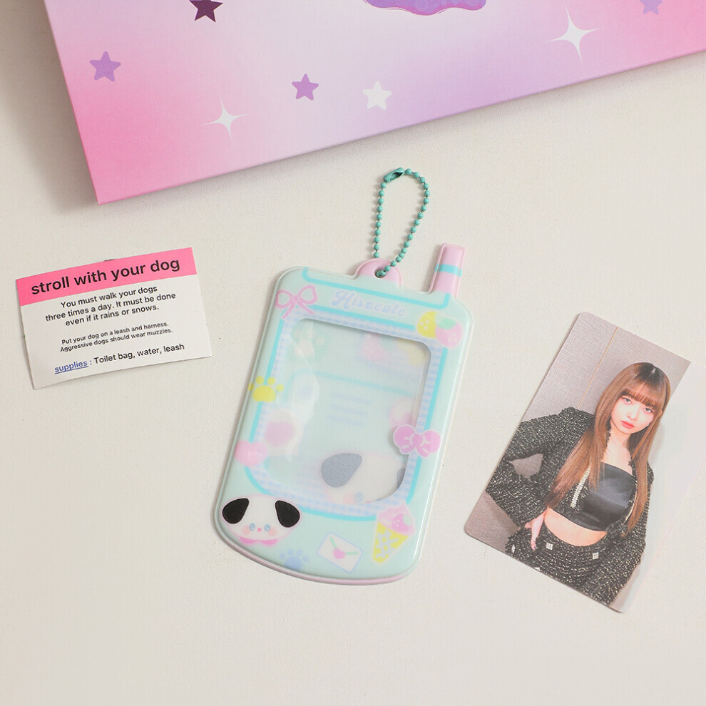 (Vert) Porte-clés de téléphone transparent en forme de carte d'affichage photo, étui de protection pour