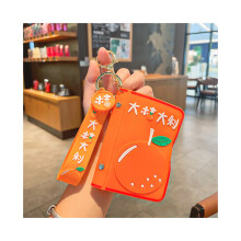 (Orange) Charmant organisateur de cartes en silicone grande capacité Orange Dajuda Porte-clés Cadeau