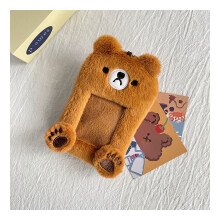 (Ours) Porte-carte d'identité en peluche et lapin adorable style animal idéal pour les étudiants