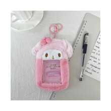 Porte-cartes en forme d'animal (chat rose) avec pochette transparente pour ranger vos photos