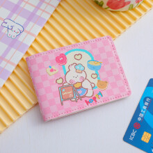 (Lapin rose) Porte-clés lapin ours carte d'affichage photo carte de bus pochette de protection étudiants