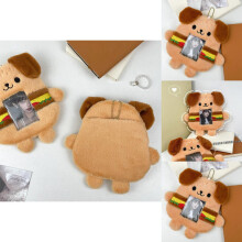 Porte-cartes en peluche en forme de chien hamburger, idéal pour les cartes de bus et de repas, idéal