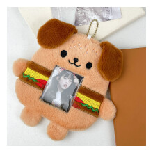 Porte-cartes en peluche en forme de chien hamburger, idéal pour les cartes de bus et de repas, idéal