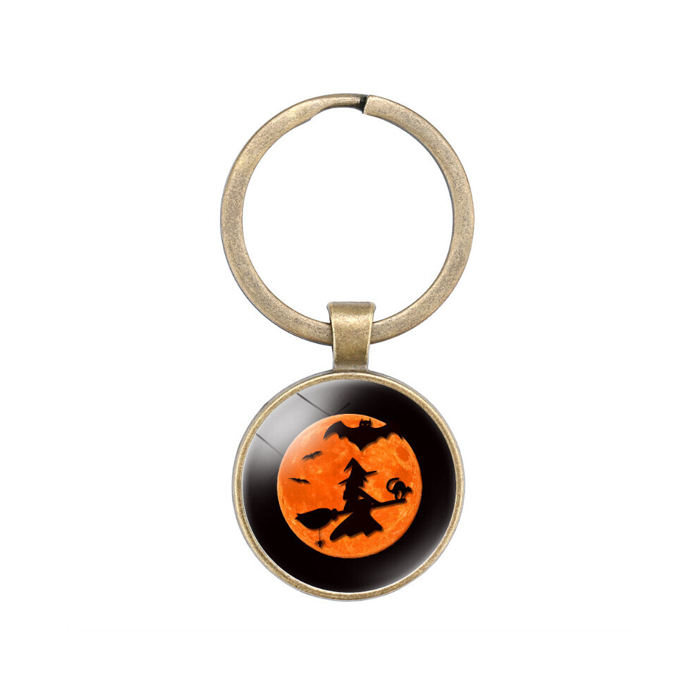 (01) Porte-clés polyvalent en forme de balai citrouille d'Halloween, chapeau de sorcière, bijou du temps,