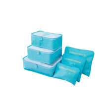 (Bleu) Lot de 6 cubes de rangement pour bagages, organiseur de compression, sacs de voyage, valise