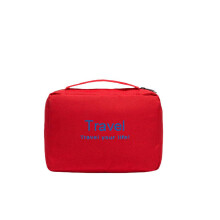 (Rouge) Trousse de toilette pliable de voyage avec lettres suspendues, multifonctionnelle et pratique
