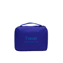 (Bleu) Trousse de toilette pliable de voyage avec lettres suspendues, multifonctionnelle et pratique