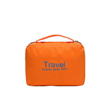 (Orange) Trousse de toilette pliable de voyage avec lettres suspendues, multifonctionnelle et pratique