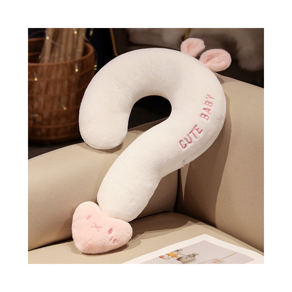 (Blanc) Coussin de point d'interrogation de dessin animé pour canapé, salon, bureau, sieste, voiture,