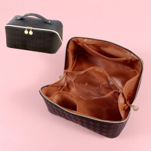 (StyleH) Trousse de maquillage multifonctionnelle de voyage en cuir PU de grande capacité, trousse de