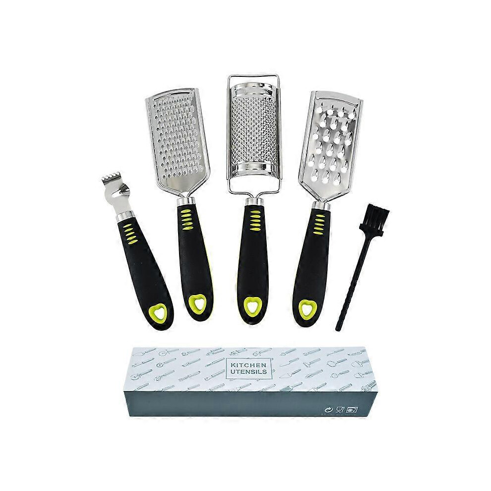 Cheese Grater & Lemon Zester, Kitchen Graters Set, Ergonomic TPR Handle, Handheld Stainless Steel Zester for Potato Nutmeg Lemon Ginger Garlic Fruits