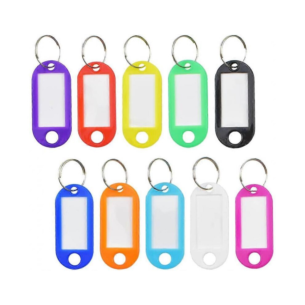 Key Tags with Split Ring 20 PCS Key Fobs Labels ID Keyring Tags for Luggage Pet Name Memory Stick Tags, 10 Colors