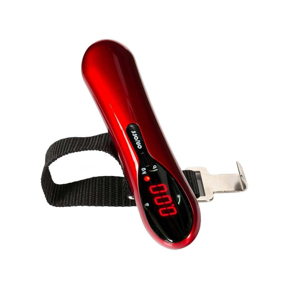 Luggage Scale Portable Digital Weighing Suitcase Hanging Scale With Led Backlit 110 Lb/ 50Kg Tare Function For Travel Luggage Red