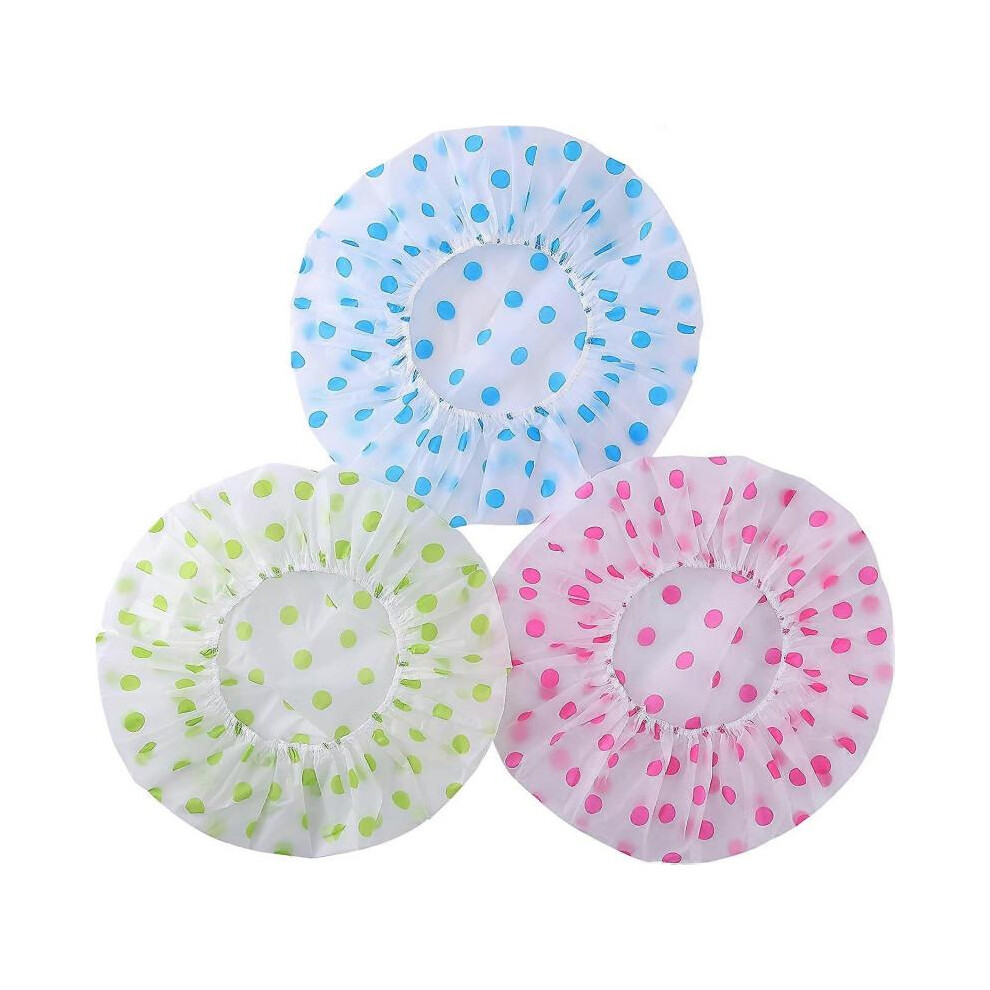 Shower Caps for Women/Men 3 Pack Waterproof & Reusable Bath Cap with Elastic Band