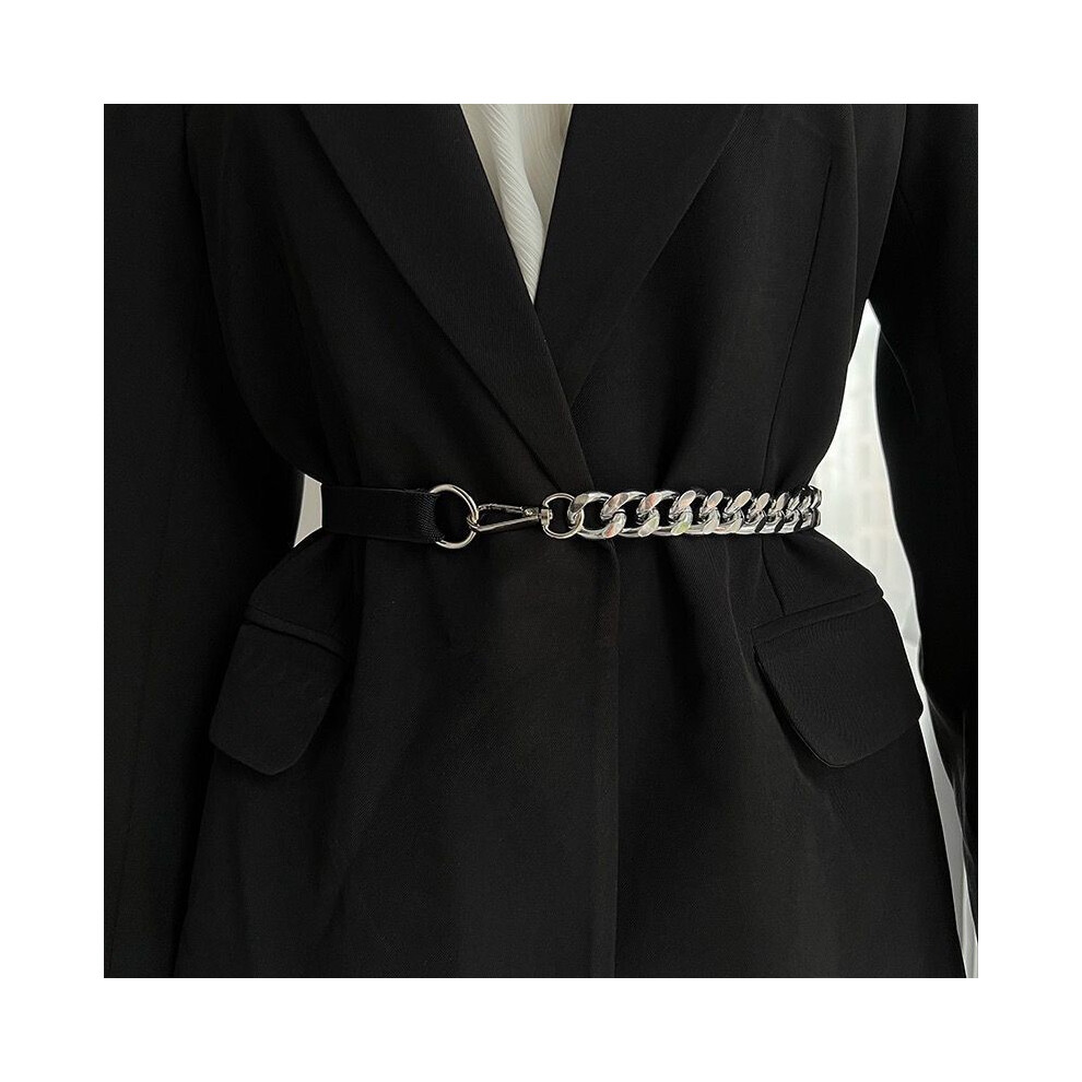 (Silver)Ceinture Chaîne Métal Tendance pour Femme Accessoire Robe Réglable en Élégant Argent Doré et
