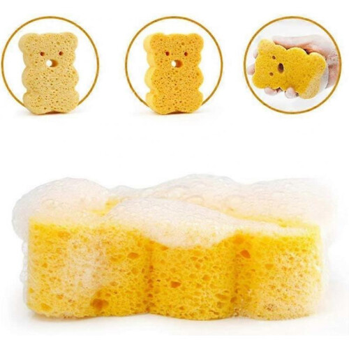 3Pcs Cute Star-Shaped Bath Sponge Bear Rabbit Colourful for Baby 2