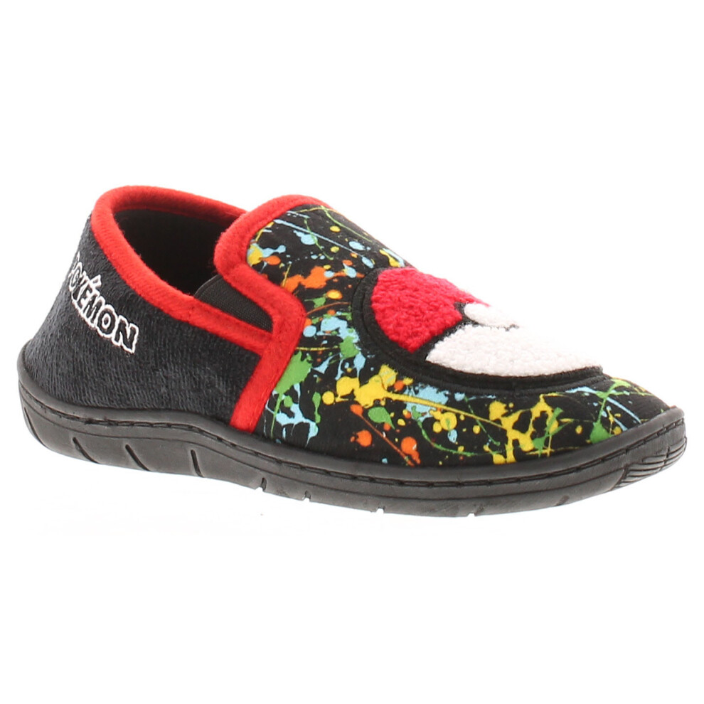 (Black, 3 (Adults')) Pokemon Younger Childrens Slippers Grayson black UK Size