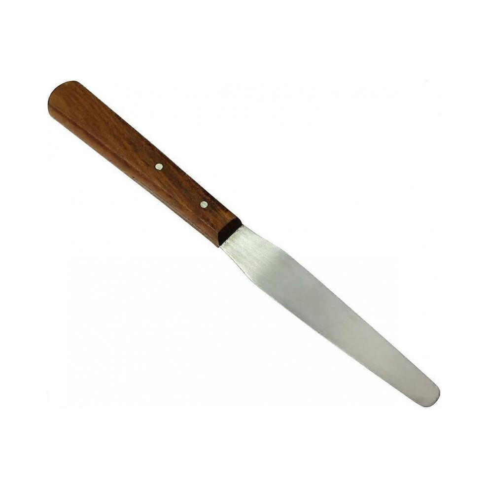 8.5" Tapered Wooden Handle Stainless Steel Palette Knife Stainless Steel Cream Straight Spatula Scraper Wooden
