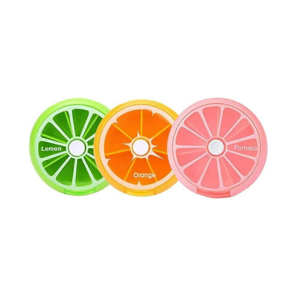 Pill Box 3 Times a Week 7 Compartments Large Pill Organizer (1 lemon 1 orange 1 Pomelo)