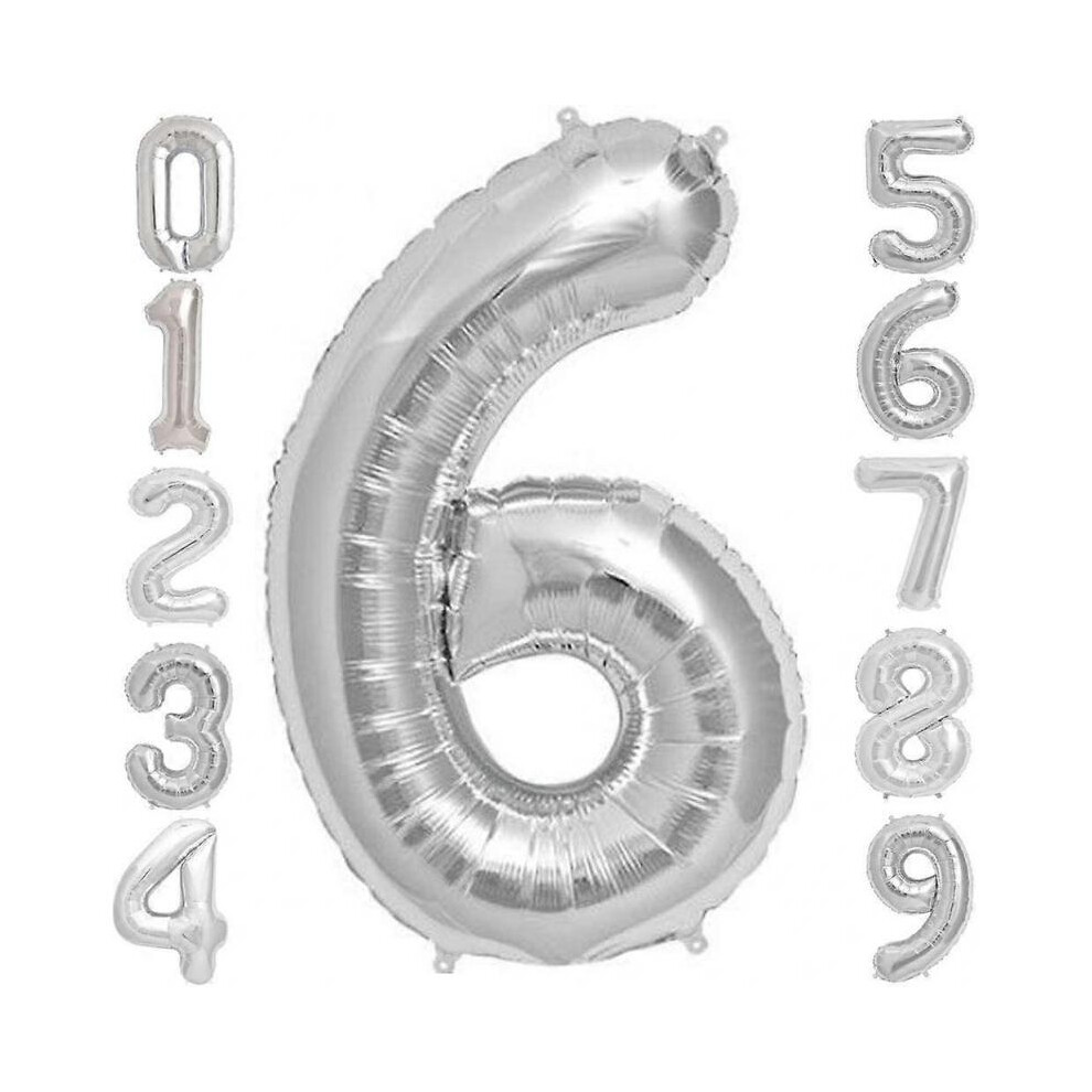 Silver Number 5 Balloon, 5th Birthday Party Foil Mylar Helium Balloons, 40 Inch