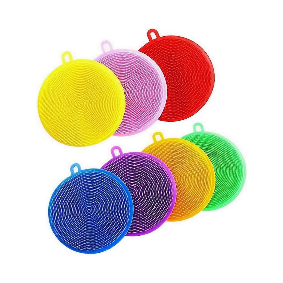 Silicone Dish Scrubber, 7 Pack Silicone Sponge Dish Brush Food Grade for Kitchen Dish Dishes Fruits Vegetables Washing
