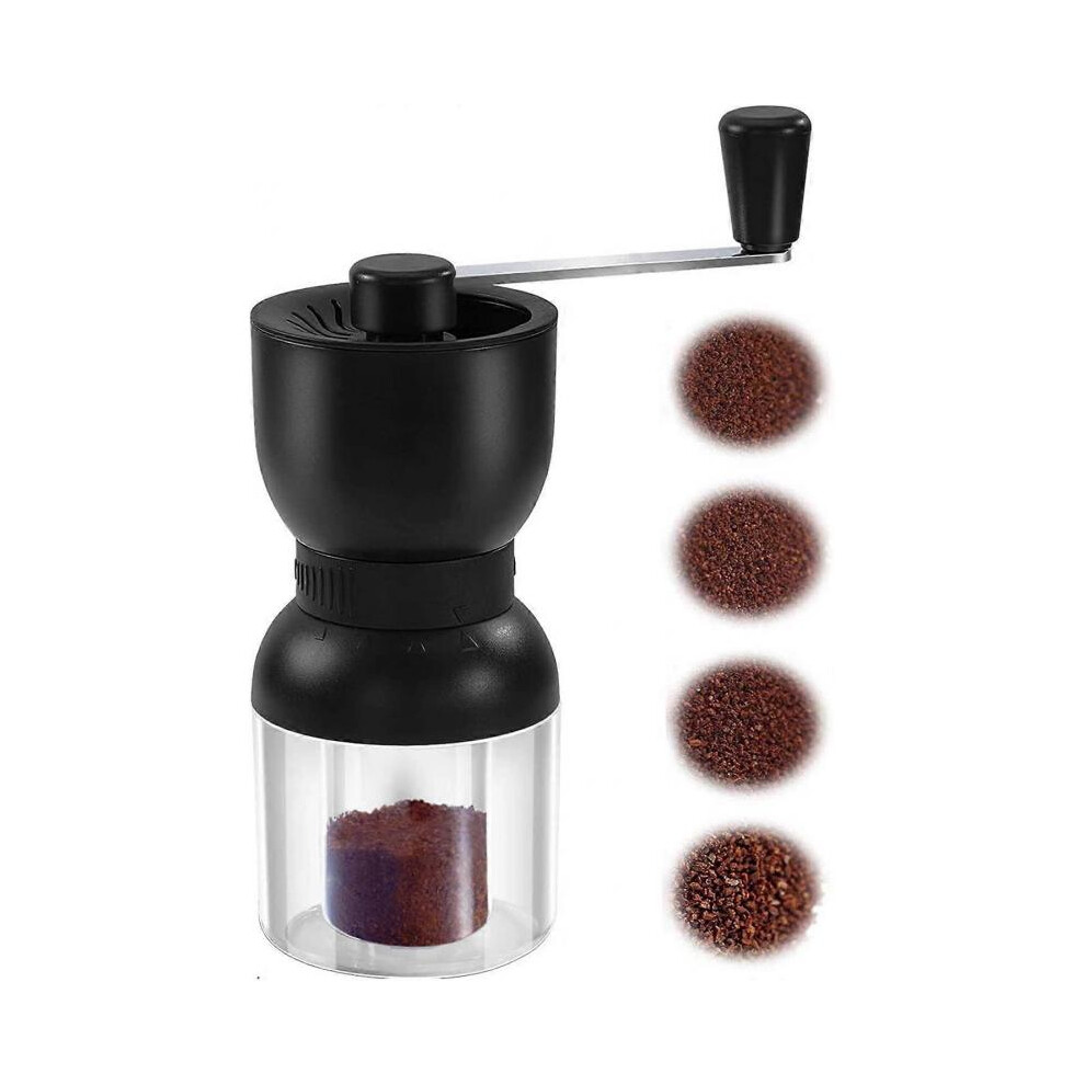 Manual Coffee Grinder with Ceramic Burrs, Hand Coffee Mill with 2 Containers Adjustable Coarseness