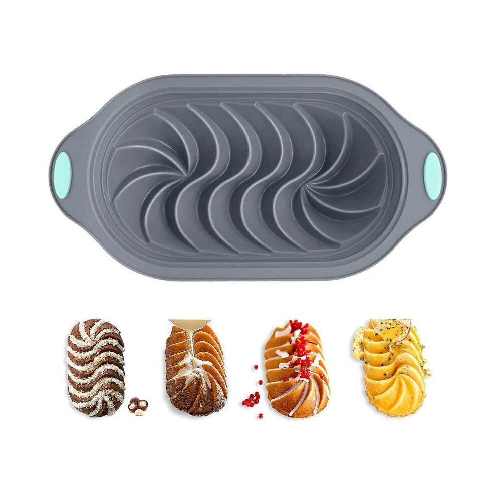 Silicone Bread Loaf Pan with Swirl Design, Food Grade Non-Stick Silicone Bakeware, BPA Free, Dishwasher Safe
