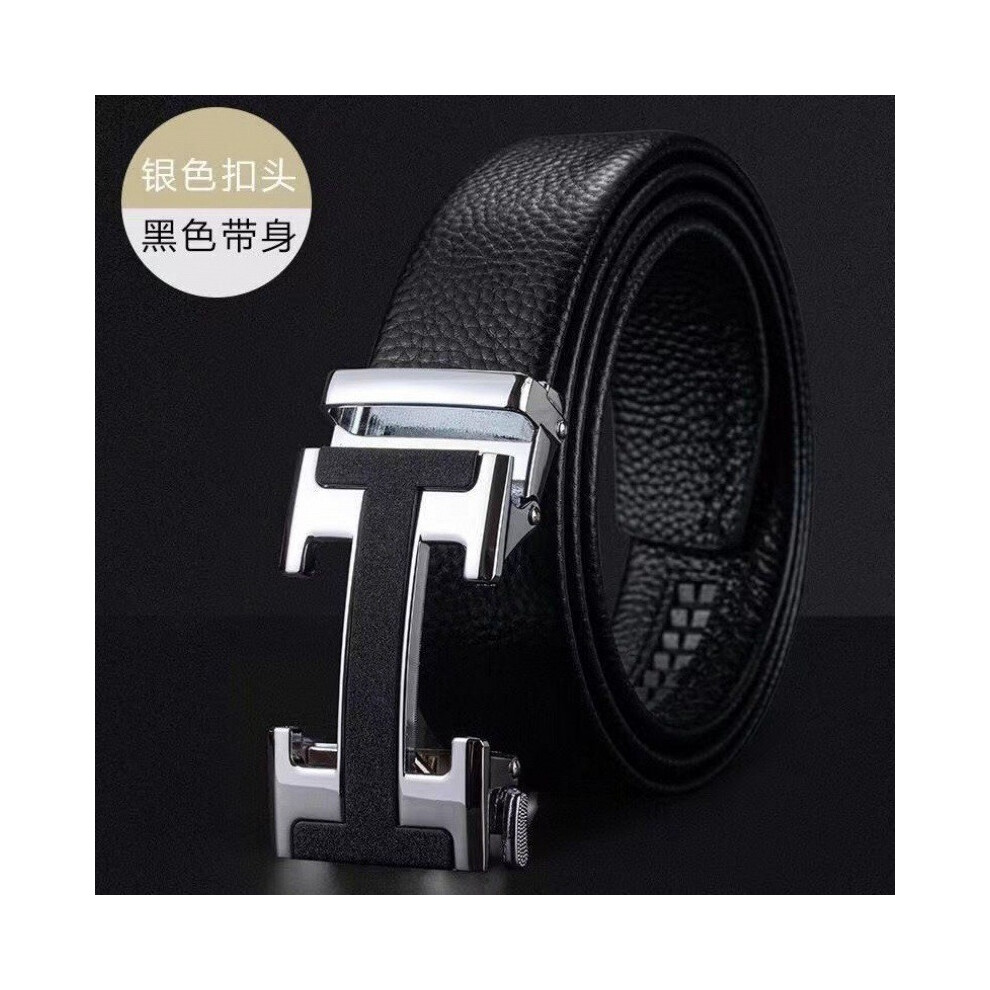 (StyleEEEE)Ceinture pantalon en cuir à boucle automatique pour homme à la mode design texturé unique idéal pour le style jeune moderne